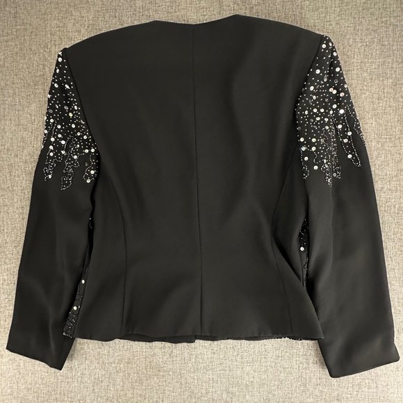 Vintage Stenay Sequin Jacket Black Buttons Beaded Long Sleeve Party Formal Sz 14 - Picture 12 of 16